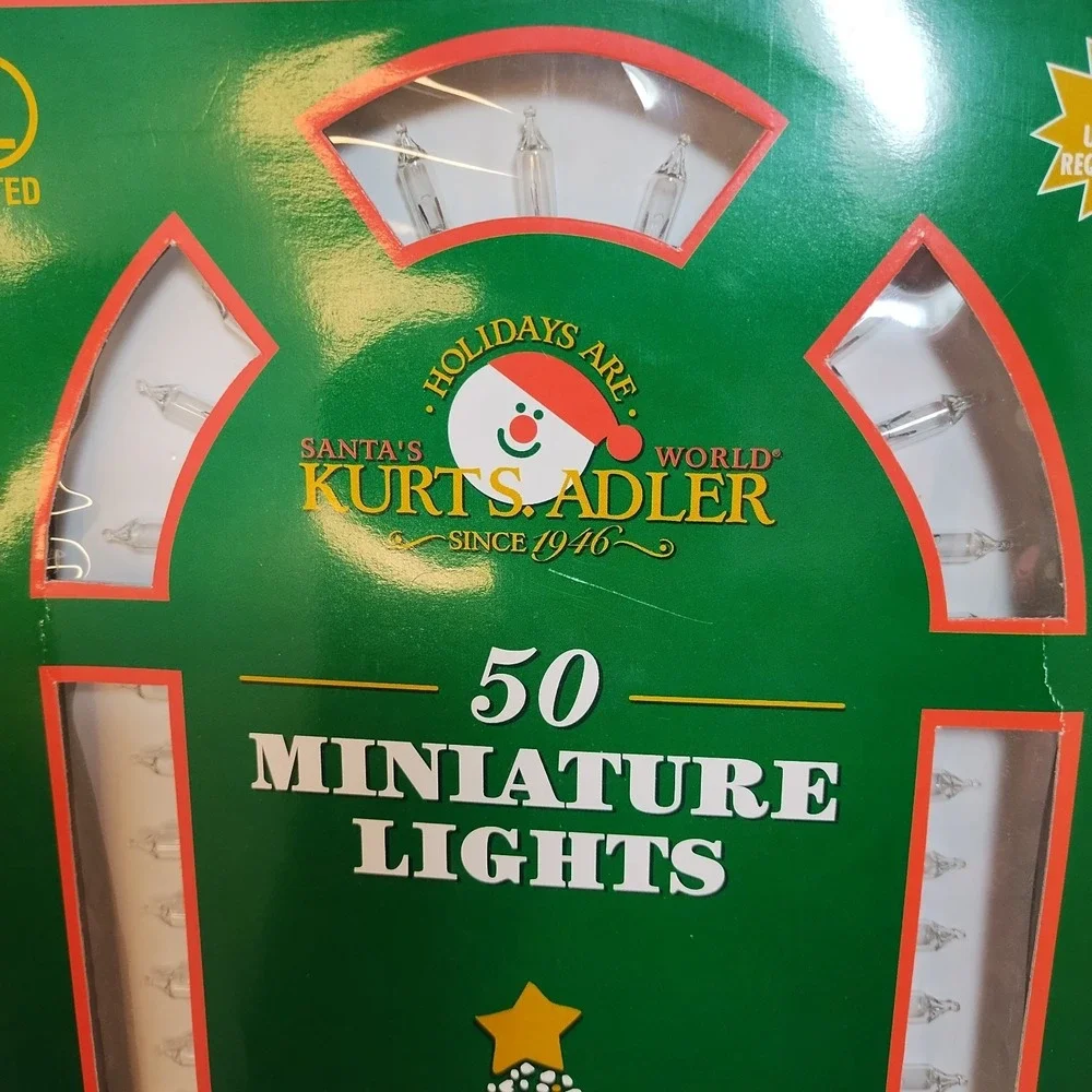 Kurt Adler 50‎ Miniature Christmas String Lights Clear Vintage
